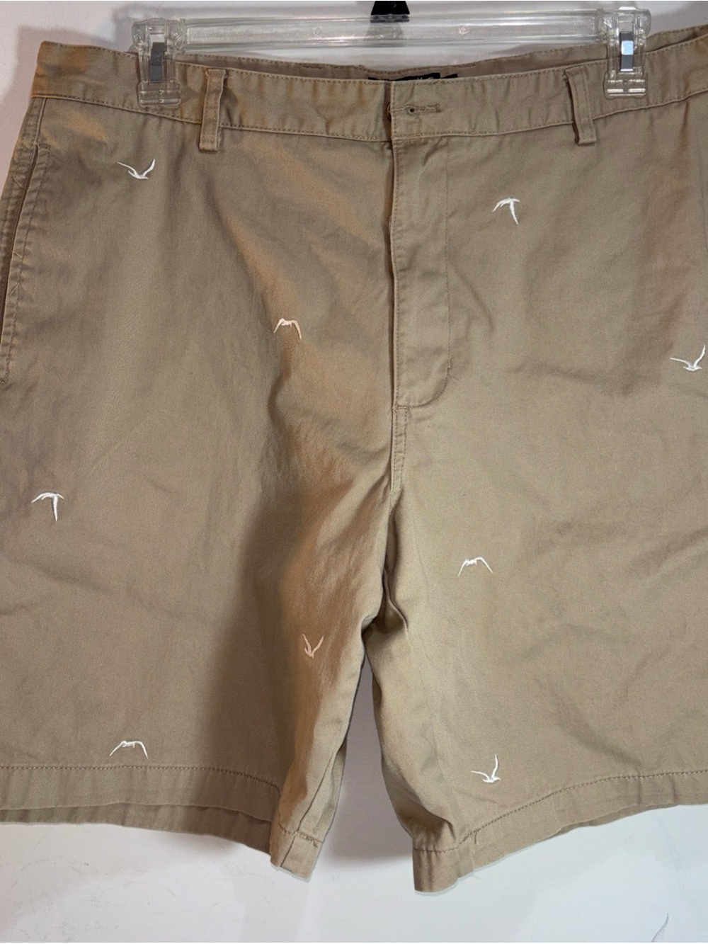 Chaos Mens Khaki Embroidered Seagull Cotton Shorts 911